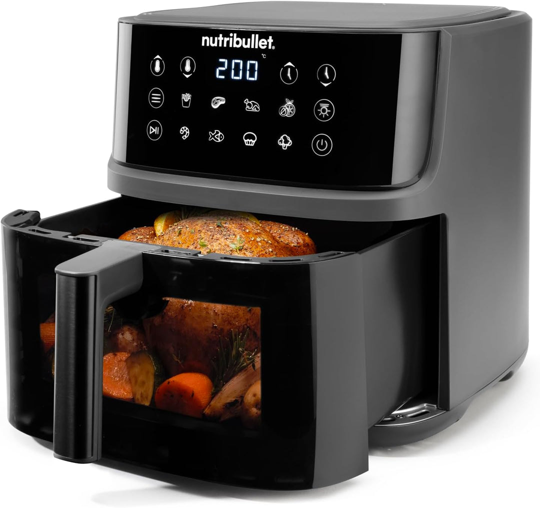 nutribullet Crisplite Vision NBA0811DG, Heissluftfritteuse mit 8L Kapazität, 80-200° Temperaturberei