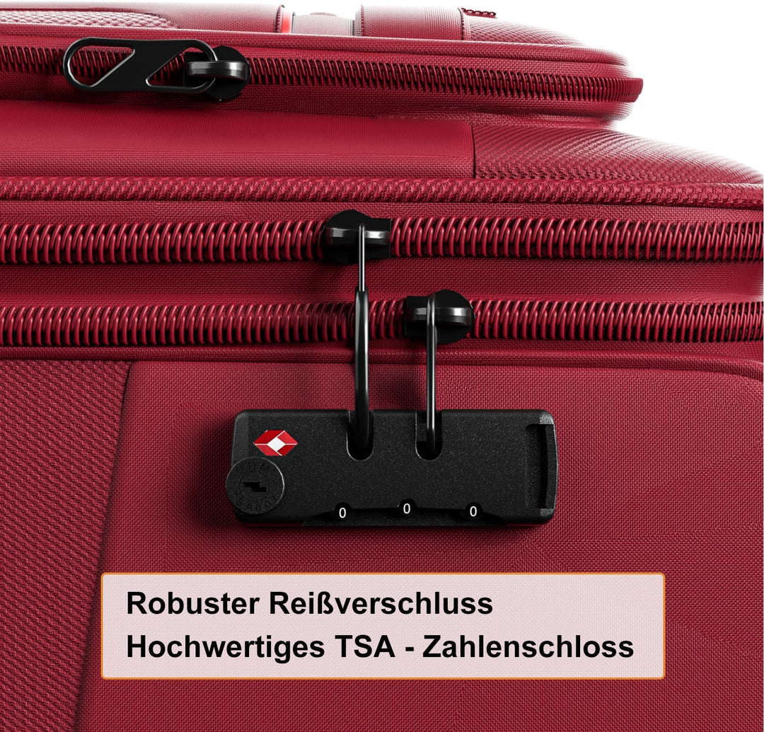 Verage Toledo III | grosser Weichschalen Koffer 82cm Burgundy mit 4 Doppelrollen & TSA-Schloss | mit