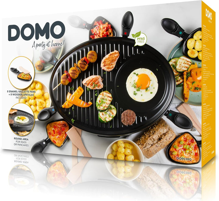 DOMO DO9038G Raclette-Grill, Metall, 1 Liter, schwarz