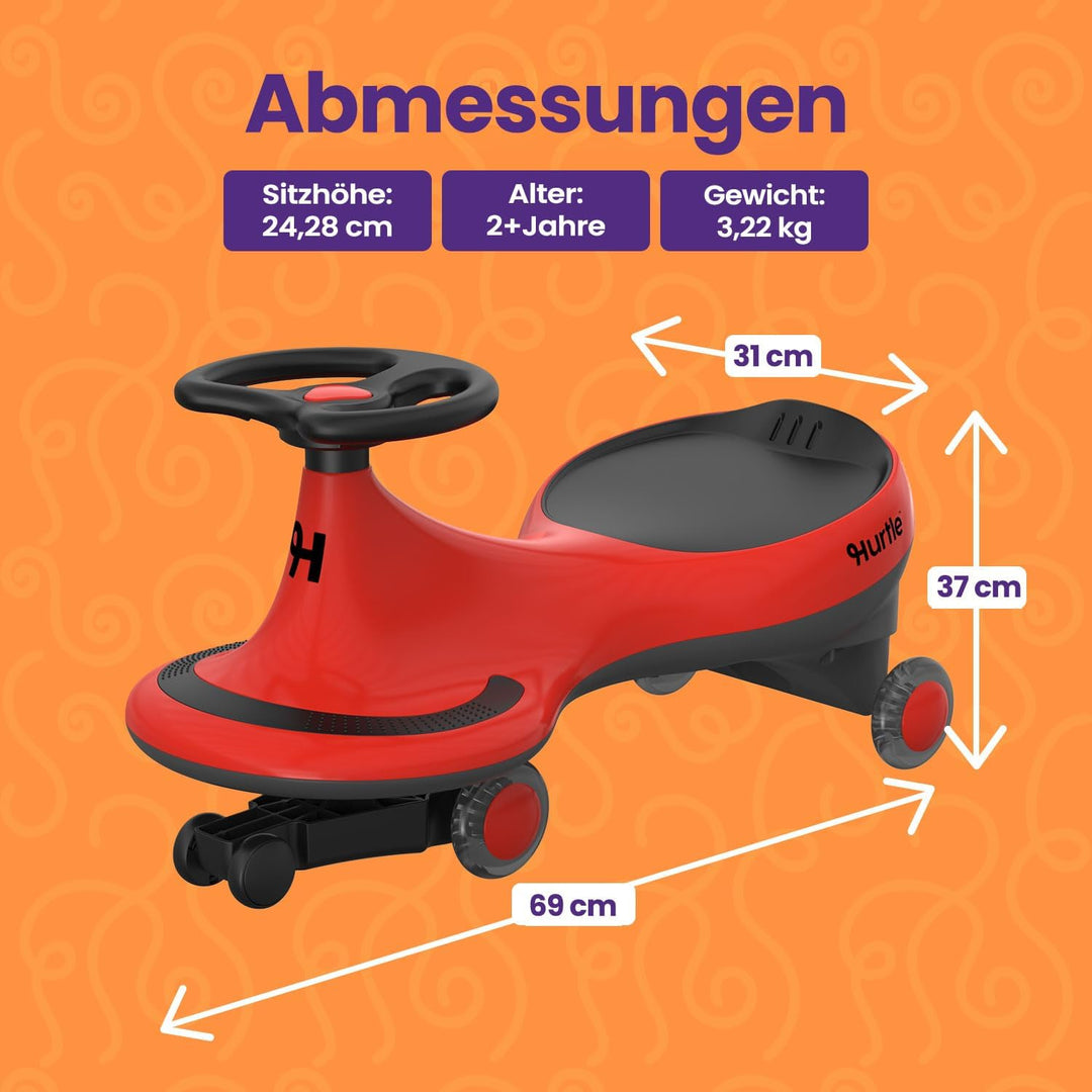 Hurtle Rutschauto Wiggle Drift Car für Kinder Rot Ohne Batterien Twist and Go fördert Motorik Indoor
