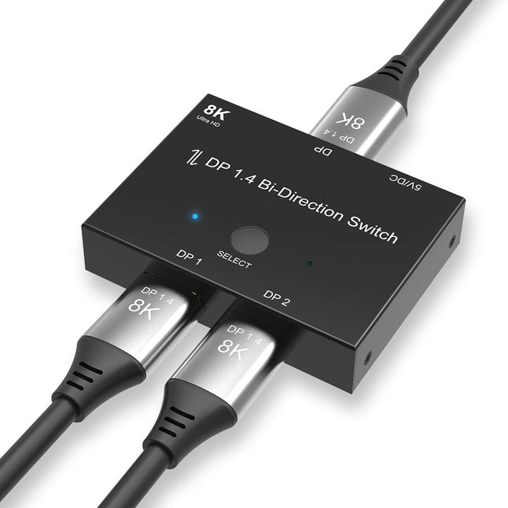 CABLEDECONN DisplayPort 8K DP 1.4 2In 1Out 1In 2Out Switch Bi-Direction 8K@30Hz 4K@120Hz Splitter Co