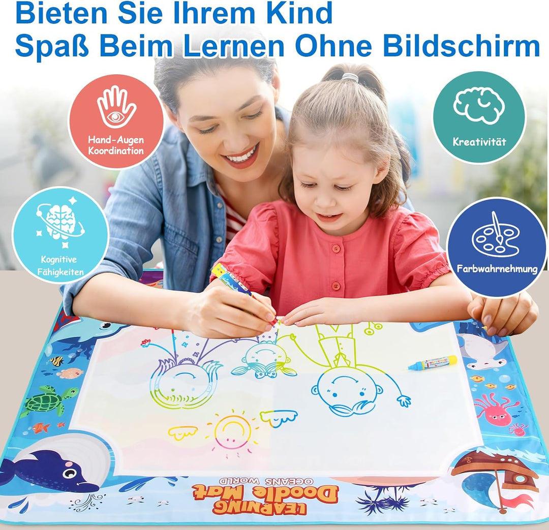 Spielzeug Kinderspielzeug ab 1, 2, 3 Jahren - Malmatte mit Wasserstift, Aqua Magic Doodle Painting M