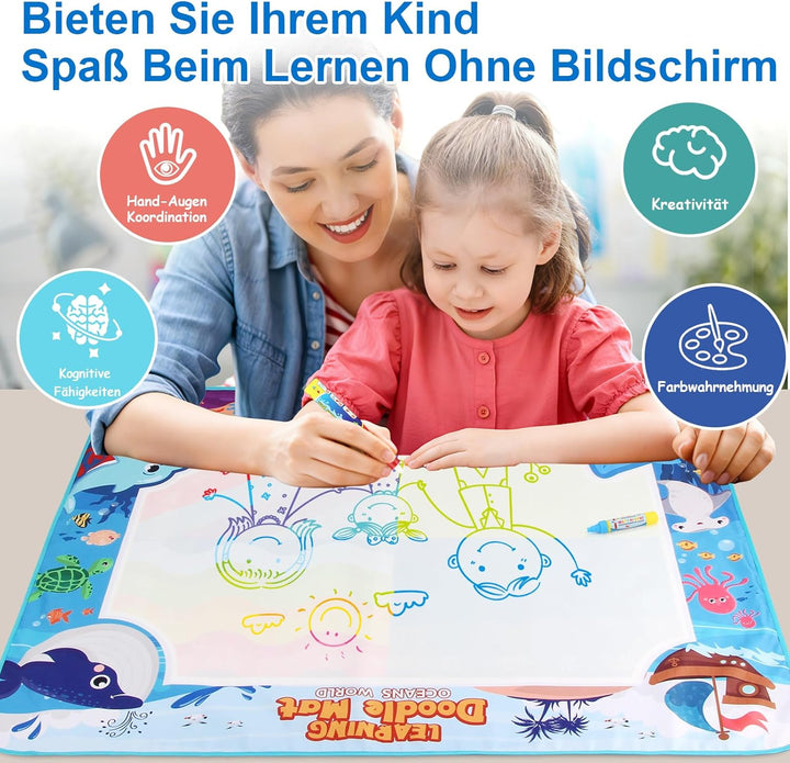Spielzeug Kinderspielzeug ab 1, 2, 3 Jahren - Malmatte mit Wasserstift, Aqua Magic Doodle Painting M