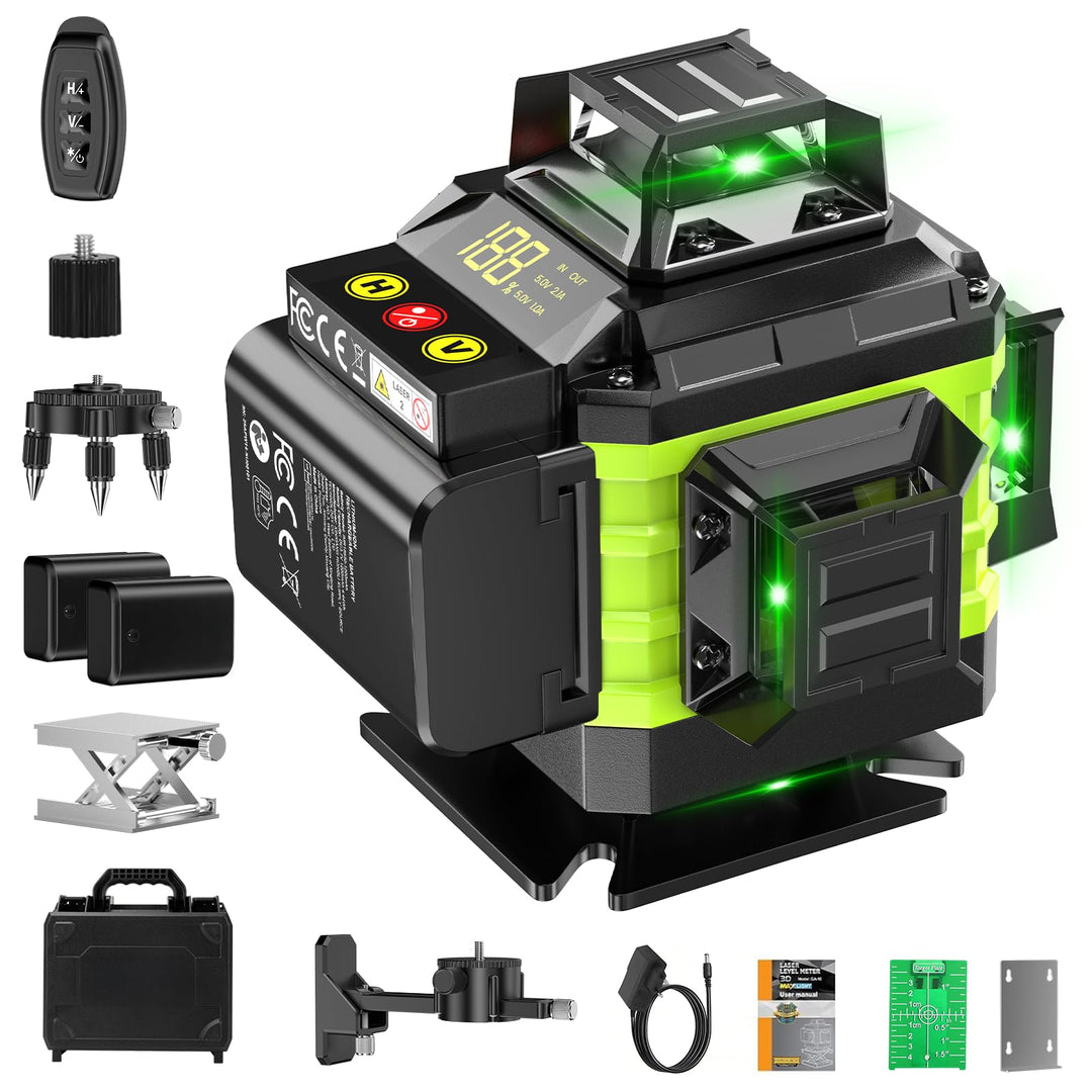 Kreuzlinienlaser Grün 16 Linien Nivellierlaser mit Stativ, 4 x 360 ° Laser wasserwaage, linienlaser