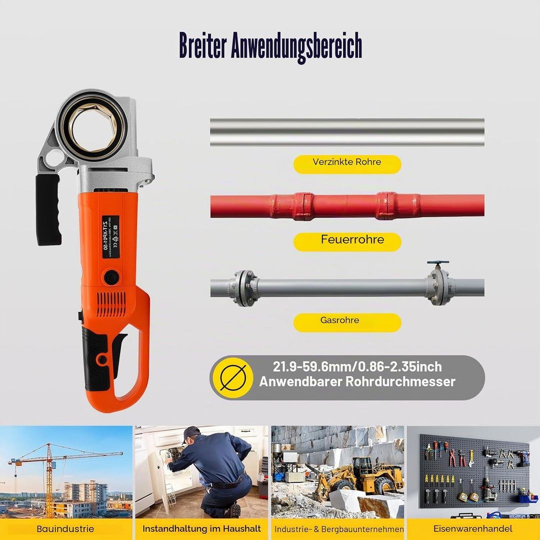 Elektrisch Gewindeschneidmaschine, 6 Matrizen 1/2", 3/4", 1", 1-1/4", 1-1/2",2", 2300W 25R/min Gewin