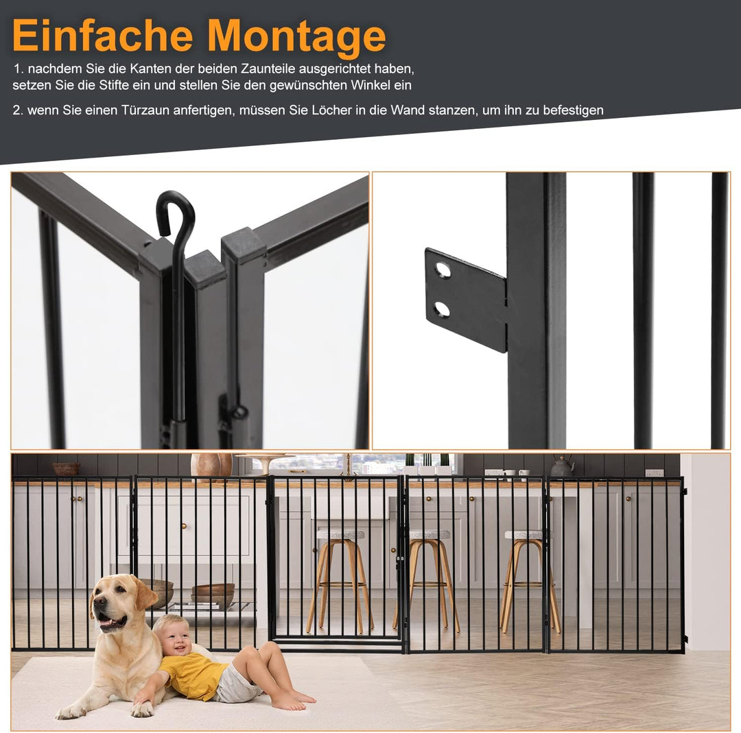 Kaminschutzgitter mit Tür 304 cm Metall Ofenschutzgitter Laufstall Absperrgitter mit Huckepackversch