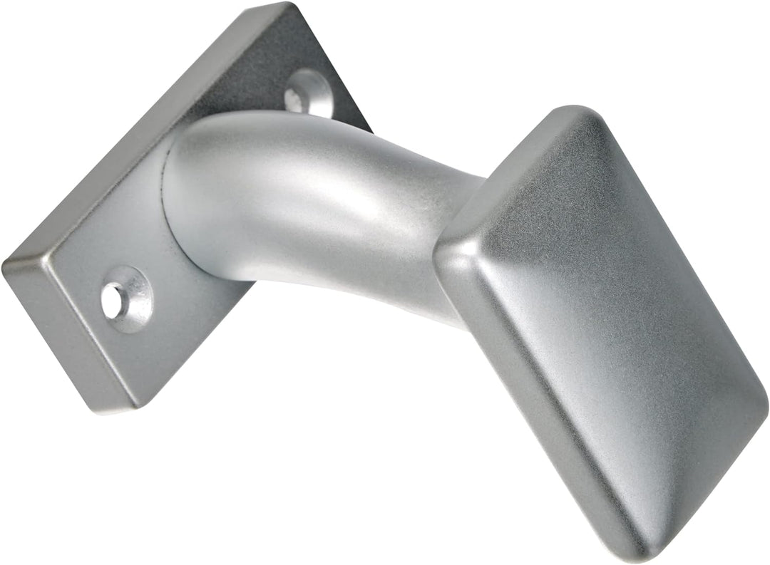 HOPPE Tür-Knauf auf eckiger Rosette | Flachform | verkröpft| Aluminium silber eloxiert | Fix-Knopf |