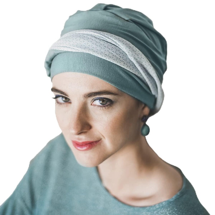 CAREBELL Elegance Luz – Turban aus Bambus für Chemotherapie oder Alopezie, aquamarin, One size