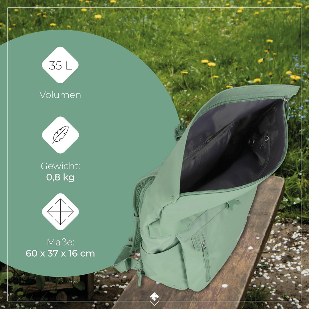 Travelite Handgepäck Rucksack, Laptop Rucksack 15,6 Zoll, BASICS, Reiserucksack Rolltop Funktion, 60
