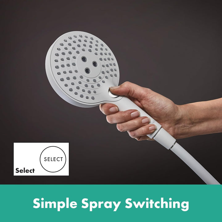 hansgrohe Raindance Select S - Duschkopf, Handbrause mit 3 Strahlarten (inkl. PowderRain), runde Dus