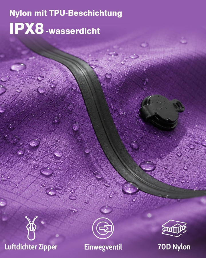 Zurligi 39L Vakuumbeutel-Reiseset mit Pumpe, Nylon, Griff, Lila, 2 Stück | Wiederverwendbare, wasser