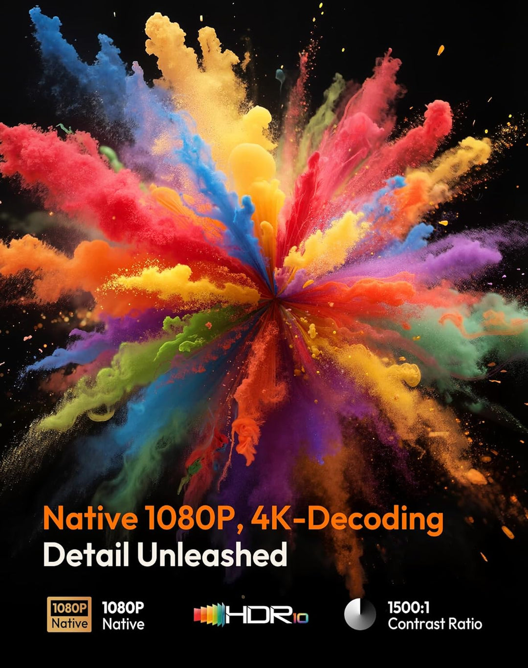 [Kompatibel mit Netflix & Elektrischer Focus] Beamer Gimbal N5 1080P Mini Beamer mit WiFi & Bluetoot