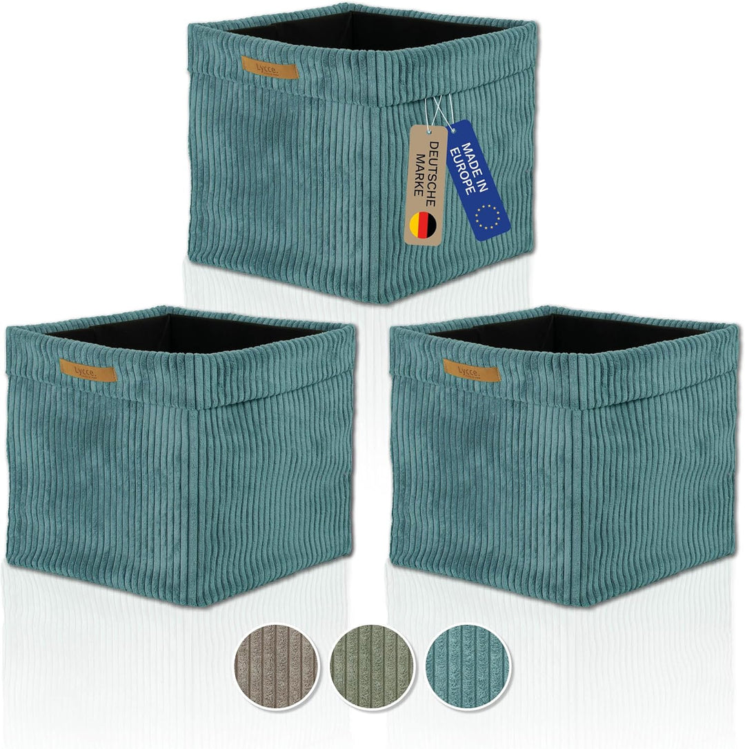 Kallax Box Cord | Aufbewahrungskorb für Kallax Regal | Faltbox 33 x 33 x H31 cm (türkis, 3er Set) Tü