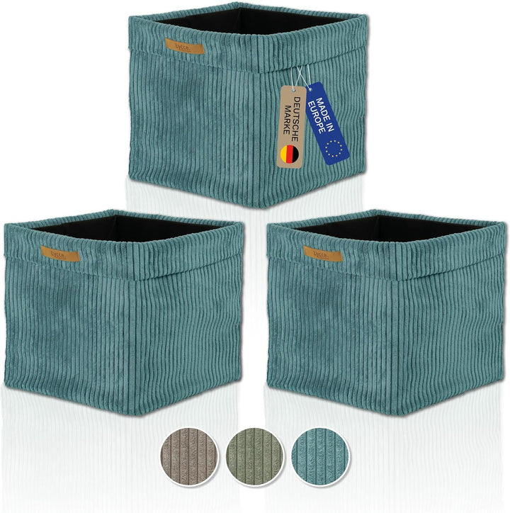 Kallax Box Cord | Aufbewahrungskorb für Kallax Regal | Faltbox 33 x 33 x H31 cm (türkis, 3er Set) Tü
