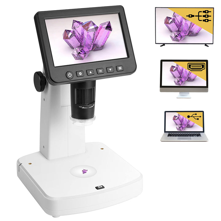 Levenhuk DTX 700 LCD-Digitalmikroskop mit 10- bis 1200-Fachem Zoom, Windows- und Mac OS-Kompatibel
