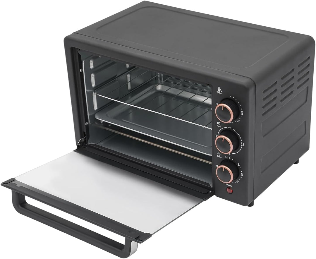 Mini Backofen 22L,Elektrobackofen 1000 W 220V,120°C-250°C Sichtbare Glastüren,Mini Oven Ofen mit 60