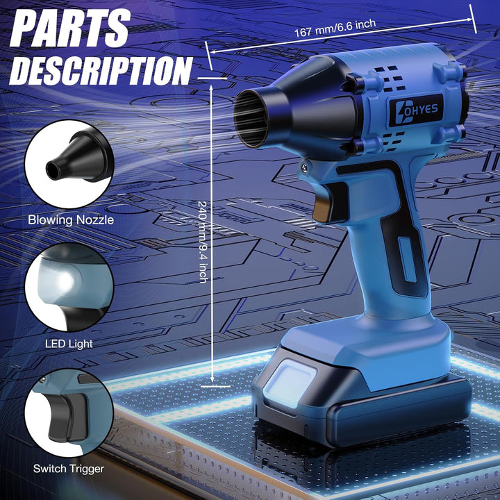 Luftgebläse Bürstenloser Hochgeschwindigkeitsmotor Kompatibel mit Makita 18v Akku Luftdüster Laubblä