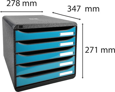 Exacompta 3097282D Premium Ablagebox mit 5 Schubladen für DIN A4+ Dokumente. Stapelbare Schubladenbo