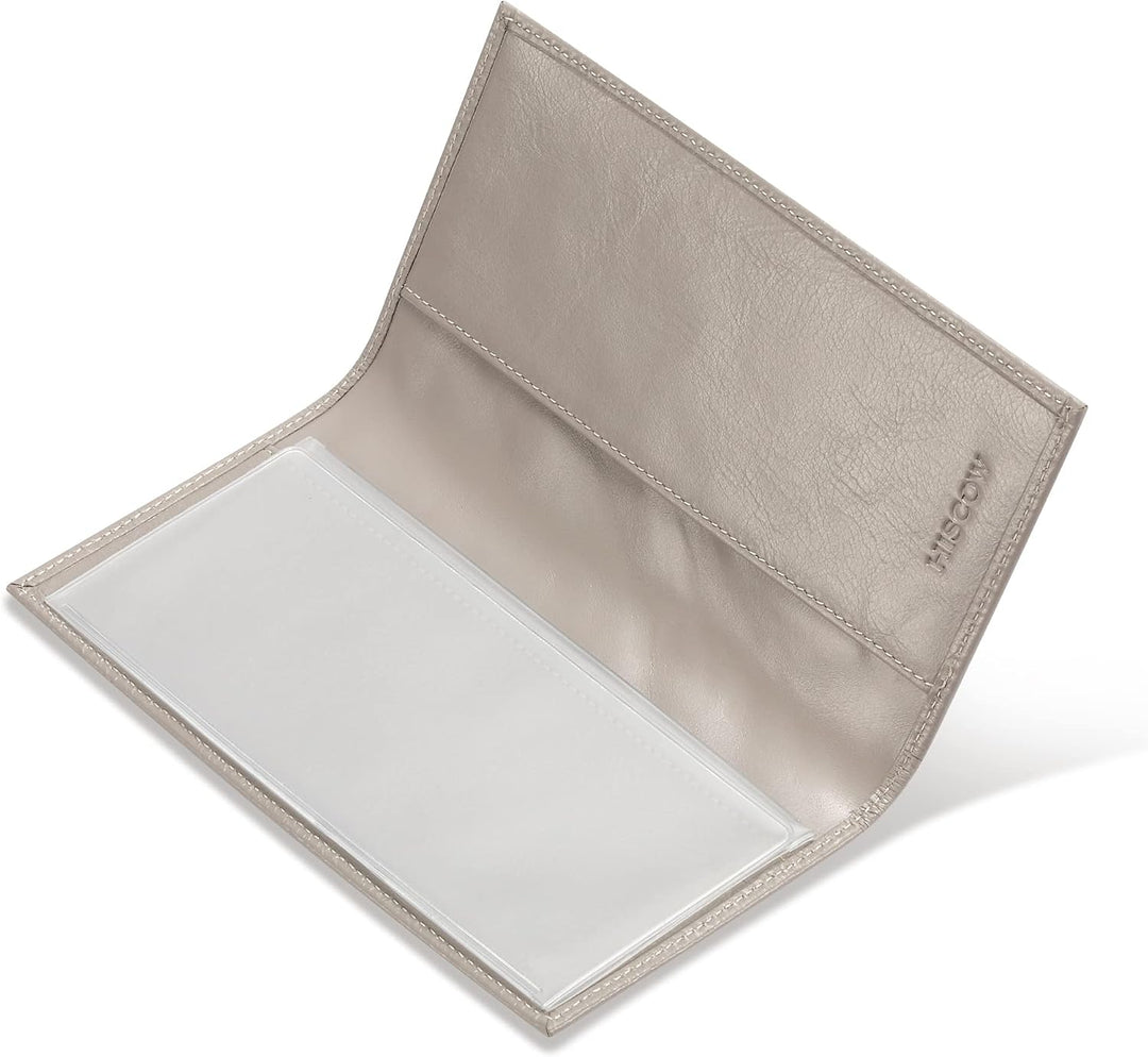 HISCOW Minimalistische Scheckbuchhülle, Vollnarbenleder, Antikgrau, Einheitsgrösse, Minimalistisch,