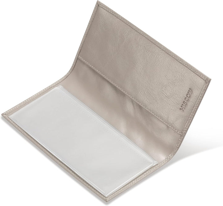 HISCOW Minimalistische Scheckbuchhülle, Vollnarbenleder, Antikgrau, Einheitsgrösse, Minimalistisch,