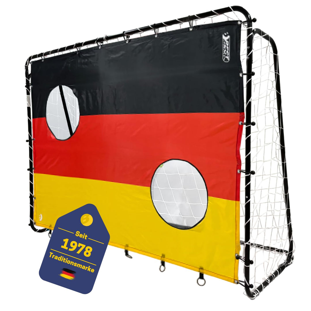 Best Sporting Fussballtor-Set 213 x 152 x 76 cm in Schwarz mit Torwand | Fussballtor mit weissem Net