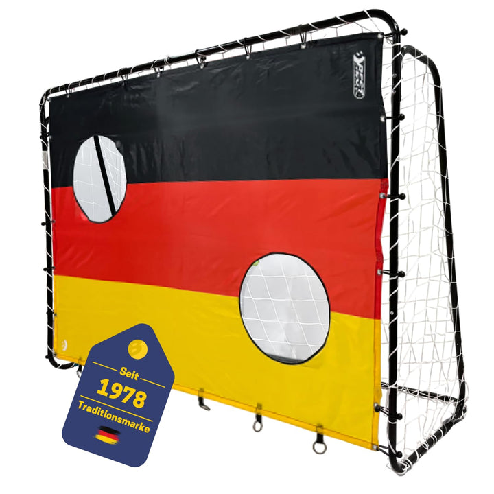 Best Sporting Fussballtor-Set 213 x 152 x 76 cm in Schwarz mit Torwand | Fussballtor mit weissem Net
