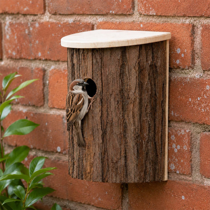 CKB LTD Vogelhaus Nistkasten aus natürlicher Rinde, Holz, einfacher Zugriff, rustikaler Nistkasten m