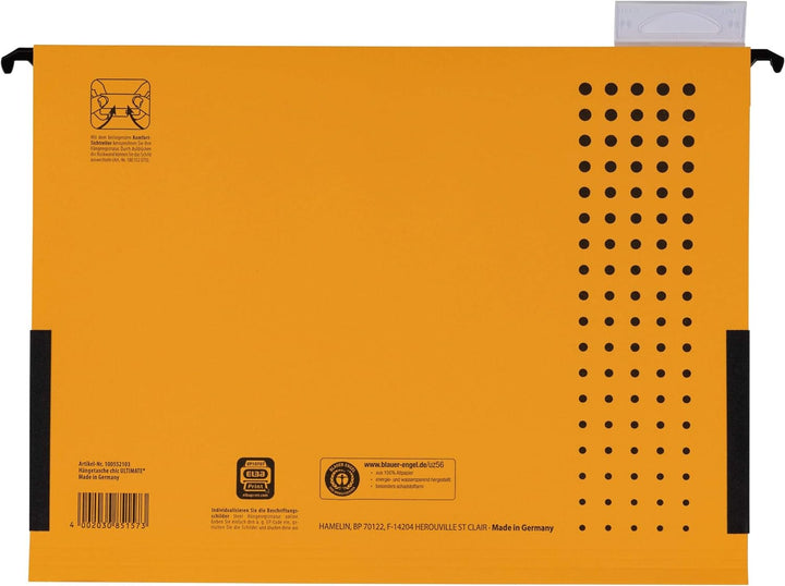 ELBA Hängetasche chic für A4, aus Karton, mit Leinenfröschen, gelb, 25er Pack Hängetaschen gelb 25 S