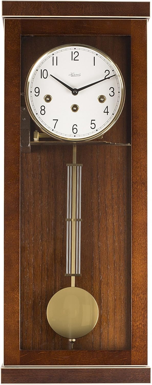 Hermle 70989-030341 Progressistische Wanduhr 4 4 Westminster, Nussbaum 57cm x 22,5cm x 13 cm, 1