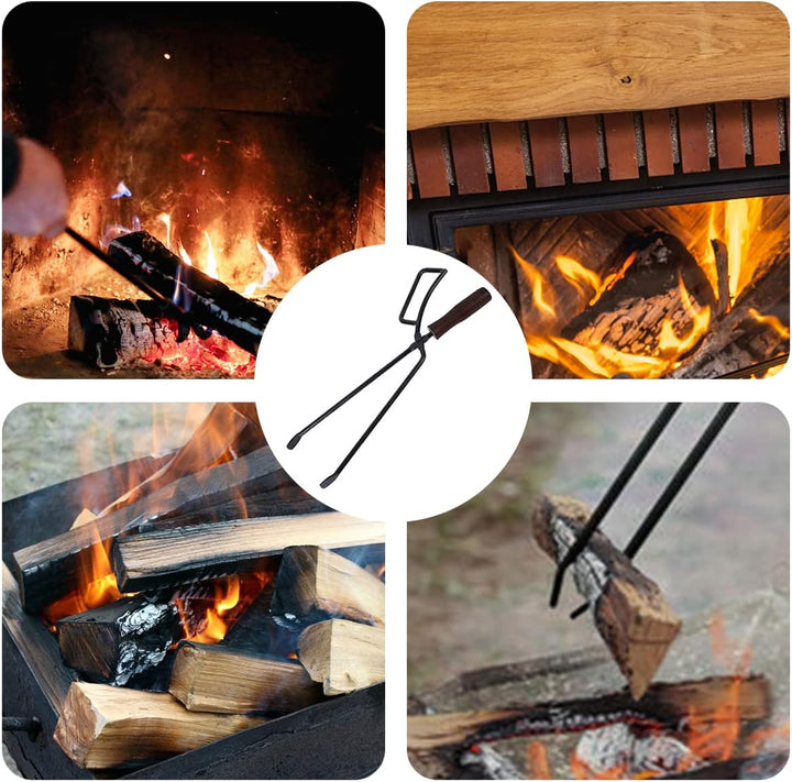 Kaminzange, 40cm Schwerlast Kaminholzzange Feuerholzzange kaminzubehör Kaminbesteck Anti-Verbrühung