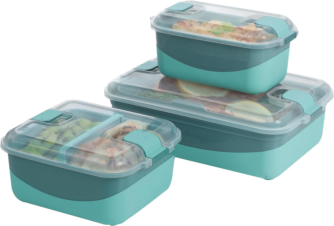 Sistema Heatables Microwave Food Containers Set | 890ml, 1.35L &amp; 2.45L | Leakproof Meal Prep Contain