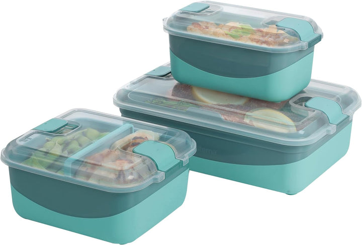 Sistema Heatables Microwave Food Containers Set | 890ml, 1.35L &amp; 2.45L | Leakproof Meal Prep Contain