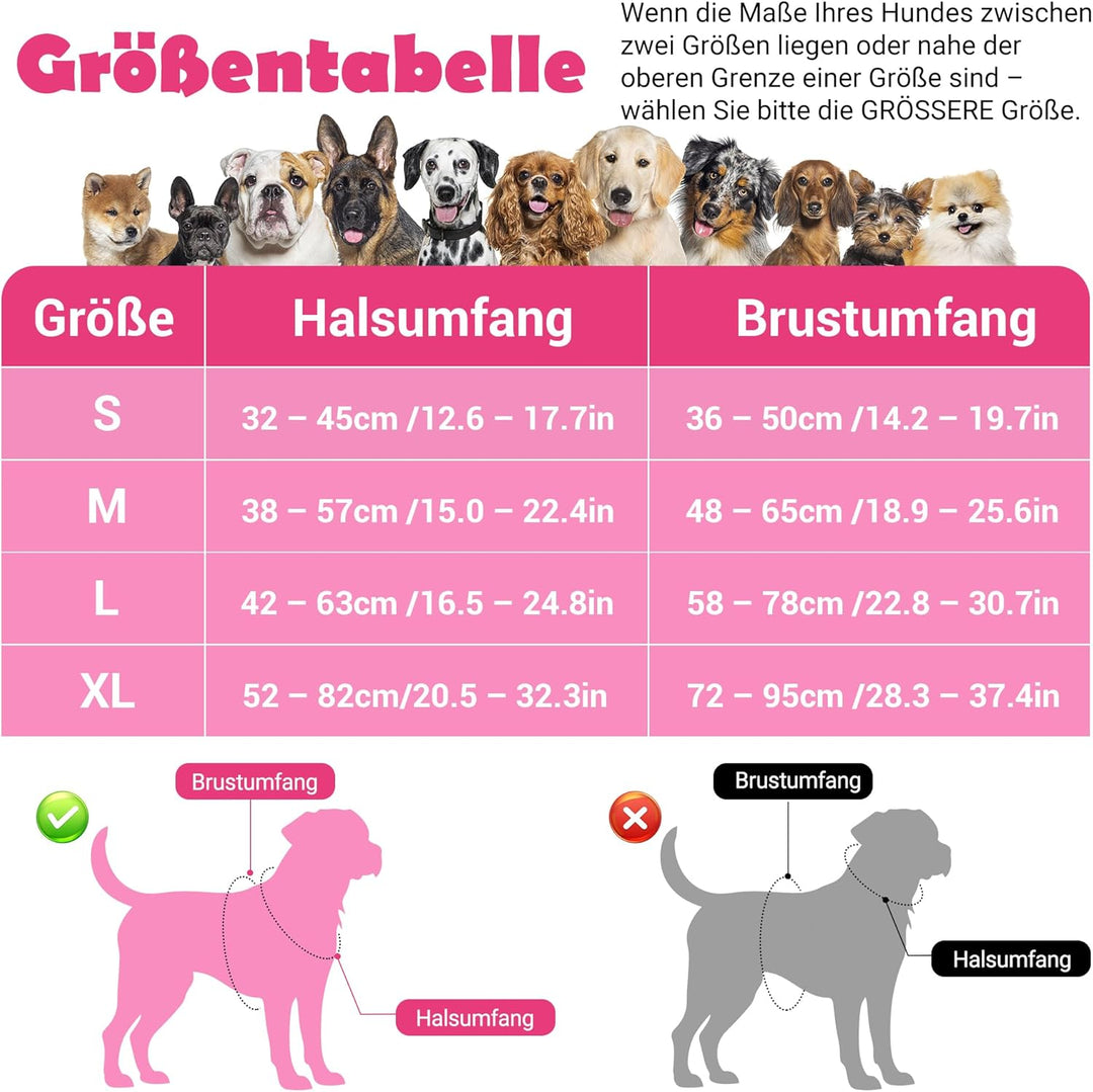 Funfox Hundegeschirr Mittelgrosse Hunde [L] - Verstellbares Anti-Zug Brustgeschirr mit Griff & Refle