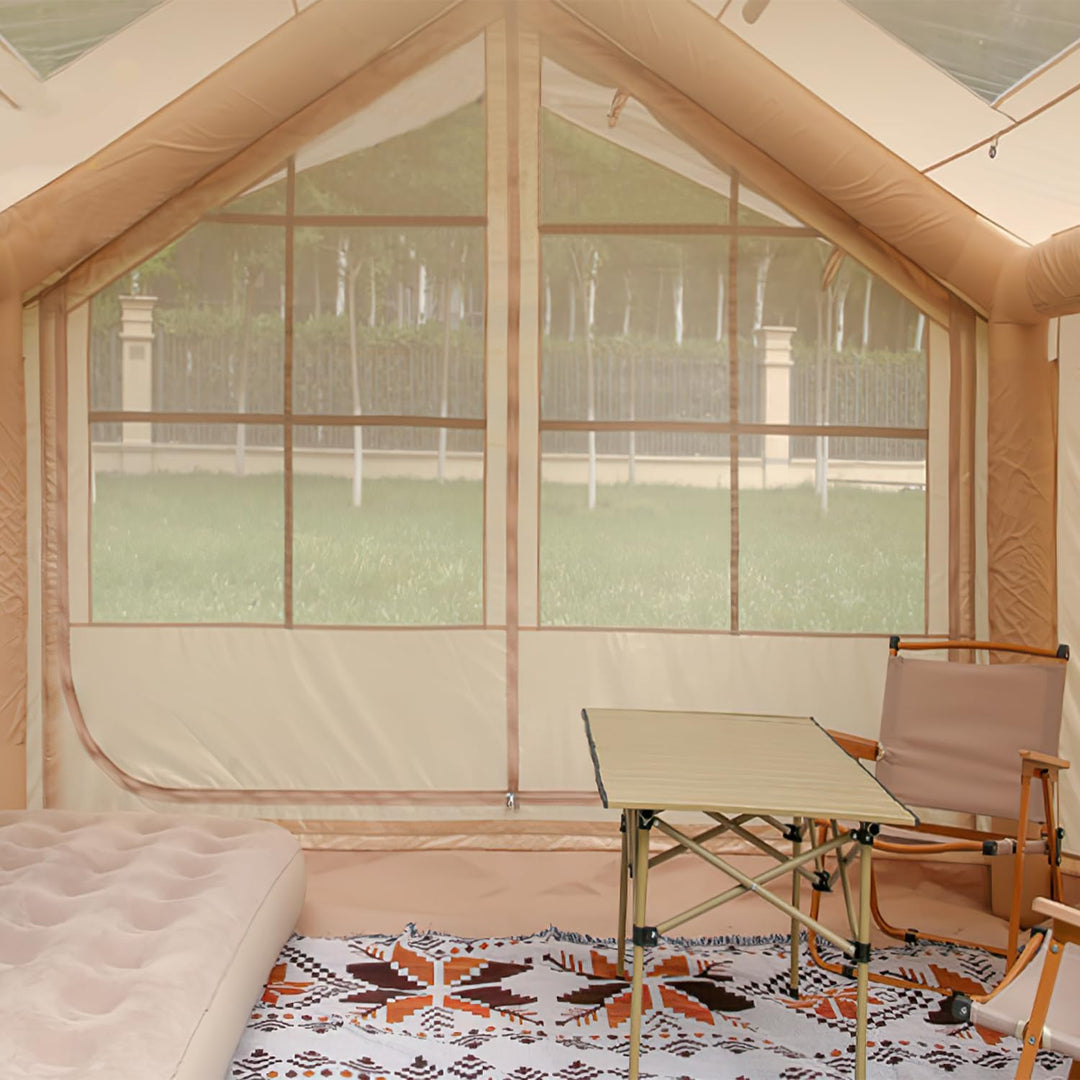 Aufblasbares Gampingzelt mit Kaminöffnung &amp; Dachfenster, Glamping Zelt für Outdoor, Aufblasbares Zel