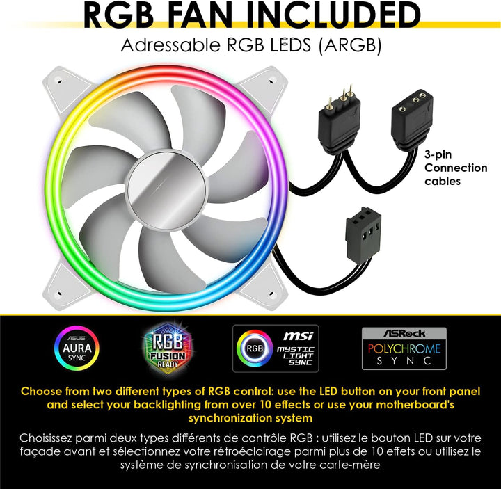 Empire Gaming – PC-Gehäuse Gamer Crystal – ARGB Mittelgrosser Tower ATX, Micro ATX und ITX – 3D-Spie
