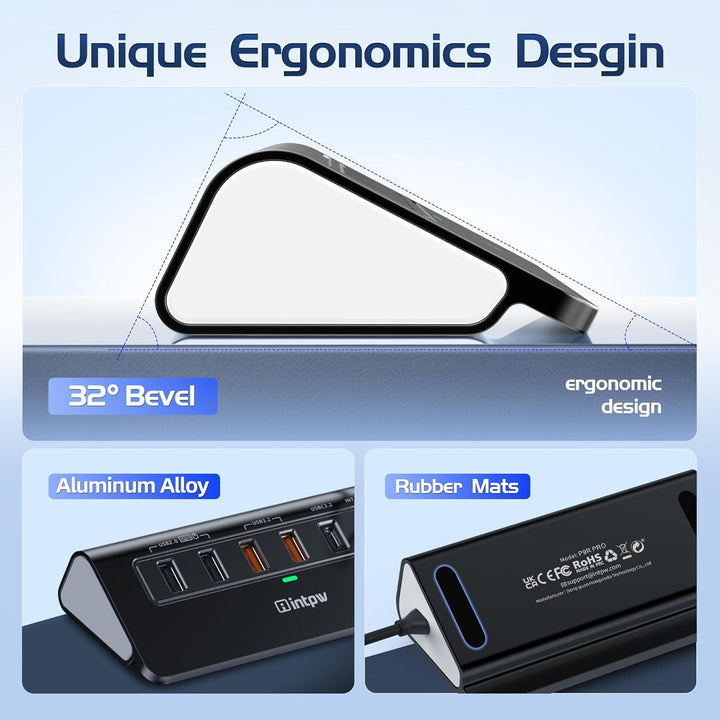 P9R PRO USB C Hub, 10-in-1 USB C Docking Station mit 1Gbps Ethernet,1M Kabel， 4K@60Hz HDMI, 10Gbps 2