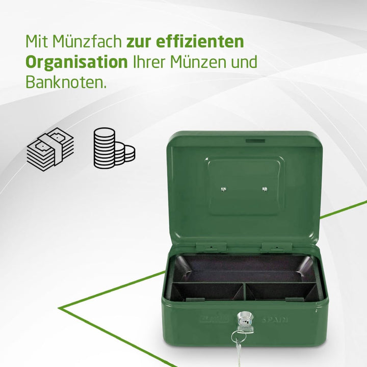 Amig - Sicher | Geldkassette | Safe für Geld, Scheine und Münzen | Mit Münzfach und 2 Schlüsseln | S