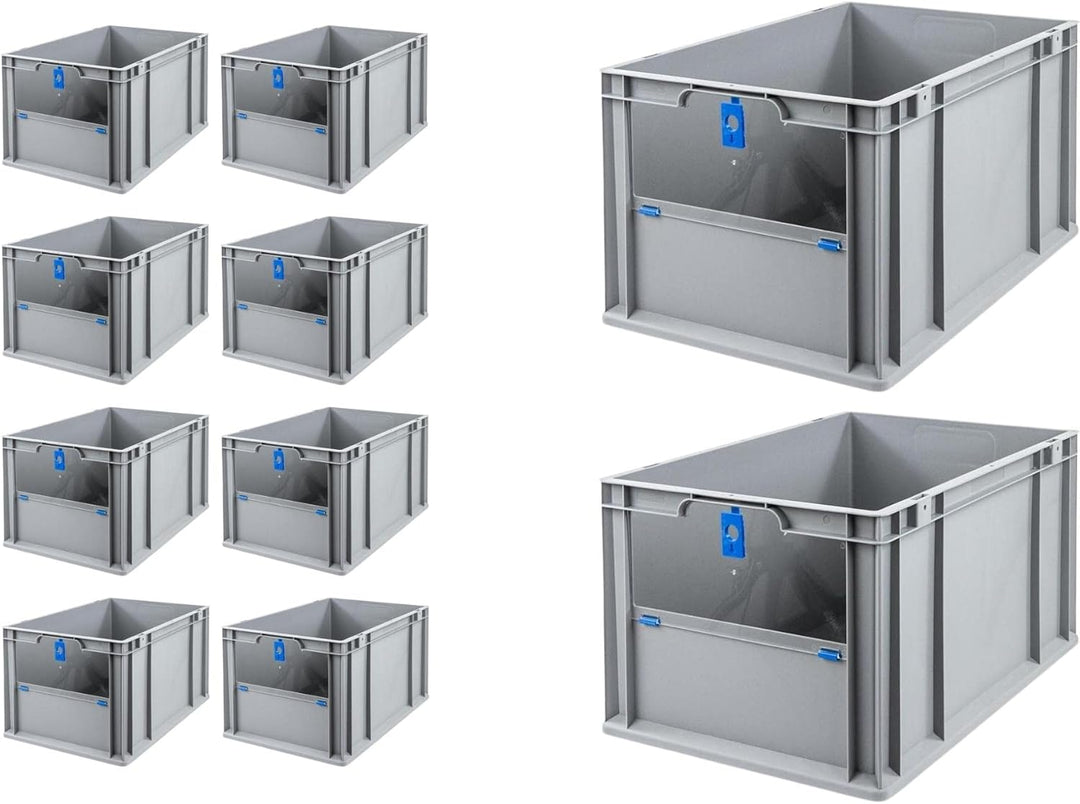 SparSet 10x Eurobox NextGen Insight Cover | HxBxT 32x40x60 | 65 Liter | Hoch/Blau | Eurobehälter, Tr