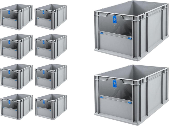 SparSet 10x Eurobox NextGen Insight Cover | HxBxT 32x40x60 | 65 Liter | Hoch/Blau | Eurobehälter, Tr