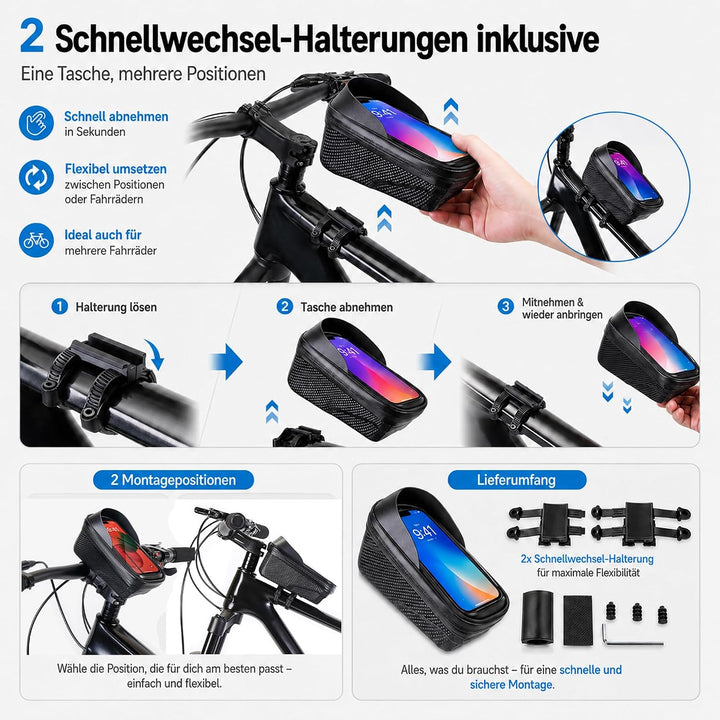 Rahmentasche Fahrrad mit TPU Touchscreen &amp; Sonnenblende