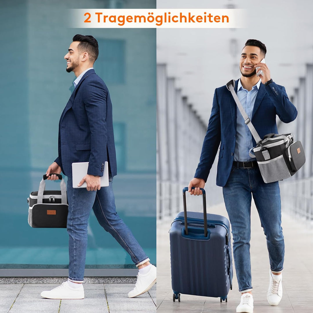 Lifewit Kühltasche klein, Isolierte Cooler Bag, Lunchtasche 9L 12 Dosen Grau &amp; Schwarz 9L, Grau &amp; Sc