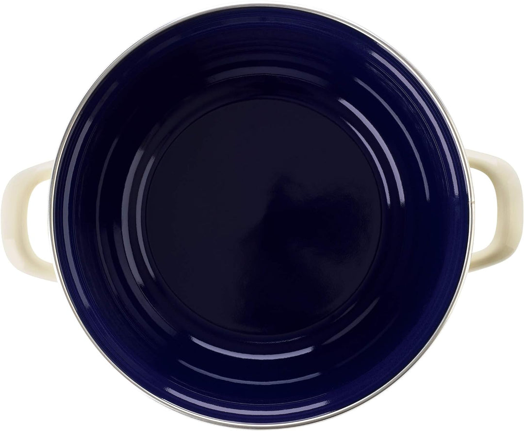 BK Indigo Holländisches Erbe Runde Deutsche Emaillierte Kasserolle mit Deckel mit PFAS-Freier Kerami