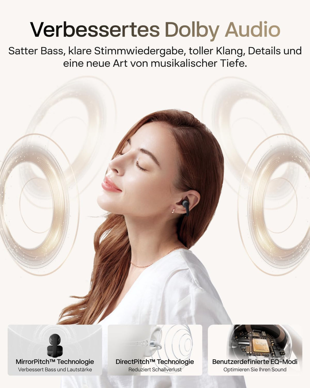 SHOKZ OpenDots 2 Open-Ear Clip-On Earbuds, verbessertes Dolby Audio mit Deep Bass, 40 Std. Laufzeit,