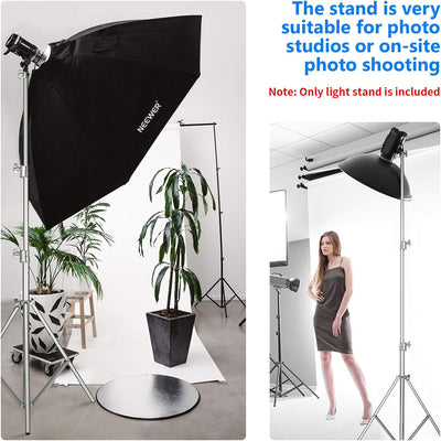 NEEWER 118"/3m Edelstahl Lichtständer, gefederter Heavy Duty Fotografie Stativständer mit 1/4" auf 3