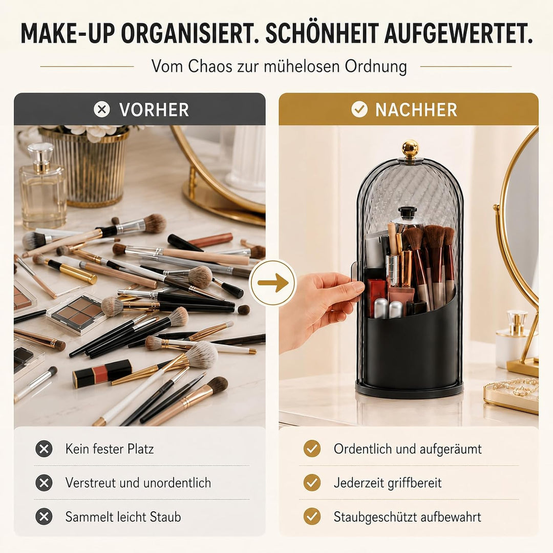 FAVORTALK Make-Up Pinselhalter mit Deckel,360 Drehbar Make Up Organizer,Makeup Pinsel Veranstalter S