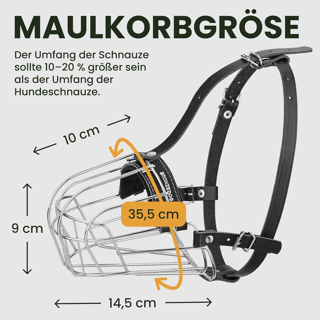 BRONZEDOG Maulkorb für Hunde, Metallmaske, für Amstaff, Pitbull, verstellbare Lederriemen für grosse