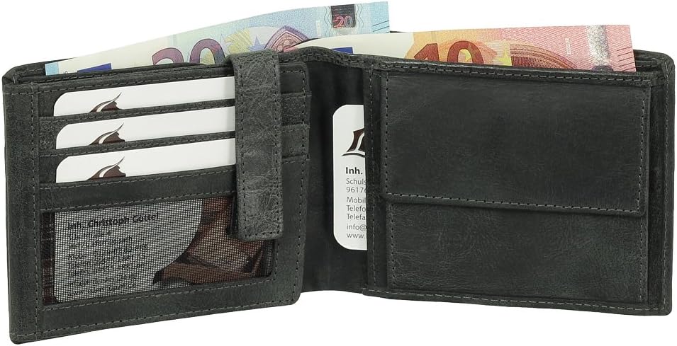 Ledershop24 Luxus Leder Bikerbörse mit Kette Geldbörse Portemonnaie Geldbeutel 12,5 cm vers. Farben