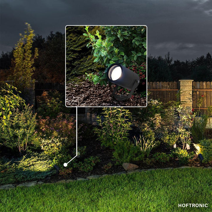 HOFTRONIC - 6er Set Spikey LED Gartenstrahler Aluminium - IP65 Wasserdicht - GU10 Fassung - Dimmbar