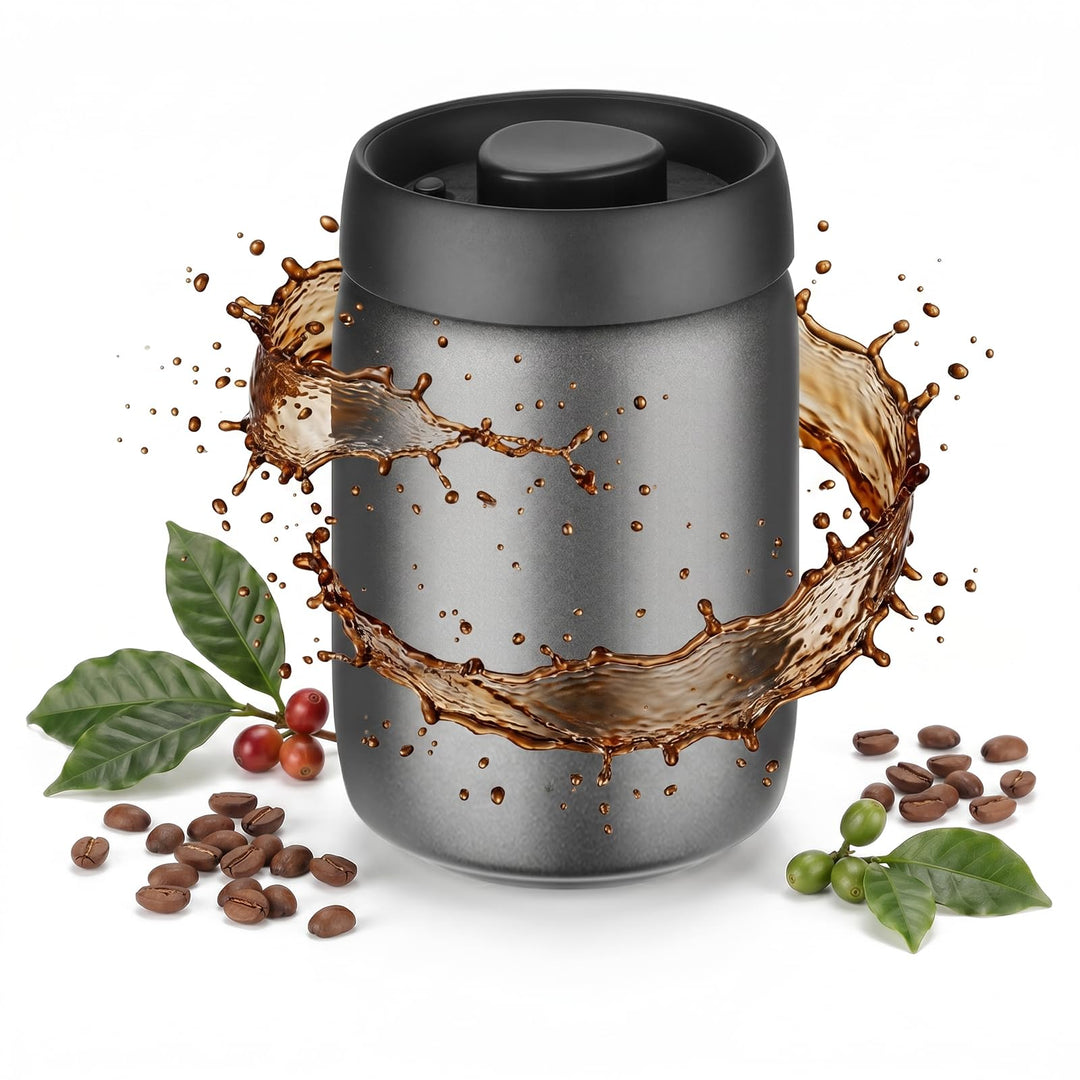 VINATO 1.2L Vakuum Kaffeedose Luftdicht, Edelstahl Aufbewahrungsdose, Kaffeebohnen Behälter für Kaff