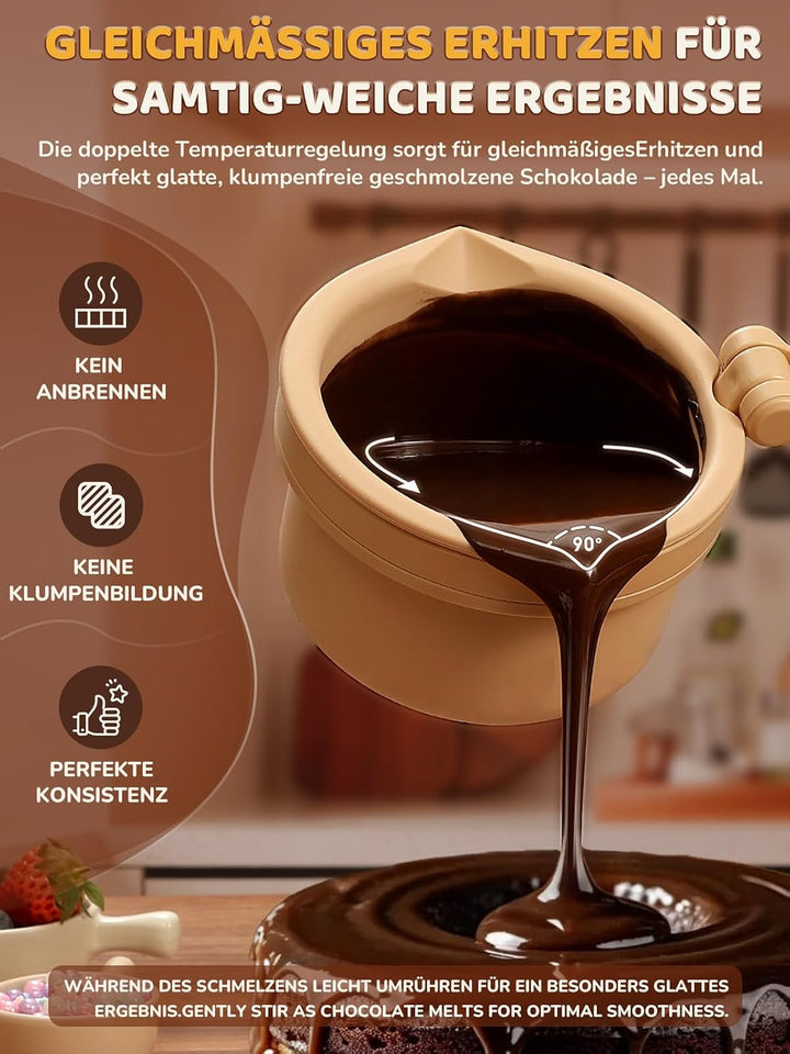 LUSHYUM Schokoladenschmelztopf Candy Melts Schmelzgerät mit 2 Einsatztöpfen, 4 Tassen Kapazität Wärm